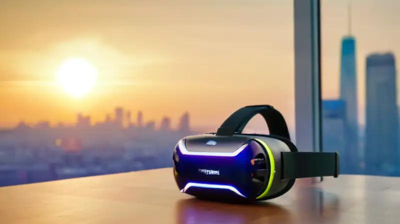 Auriculares de realidad virtual sobre una mesa