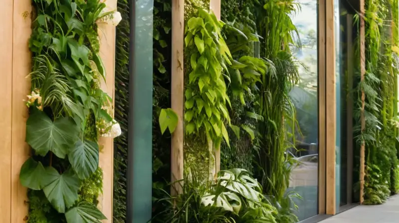 Jardines verticales verdes combinan naturaleza y arquitectura