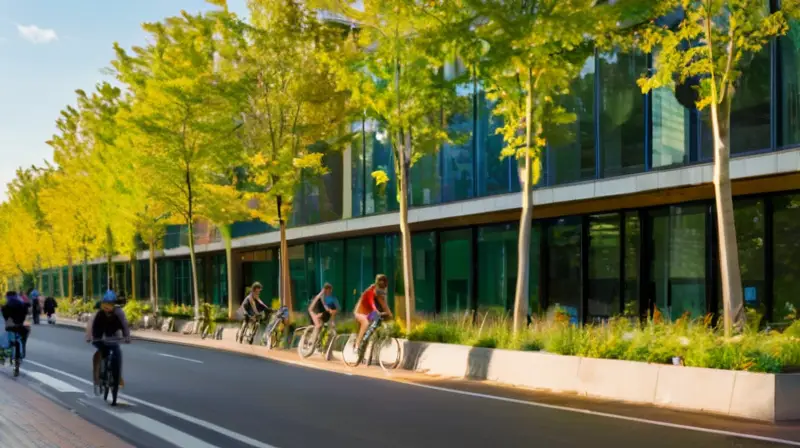Ciudad moderna y sostenible con naturaleza integrada