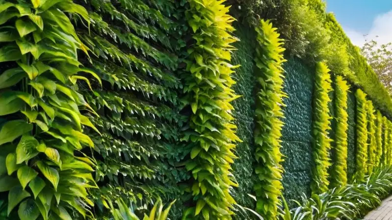 Jardín vibrante que fusiona naturaleza y arquitectura
